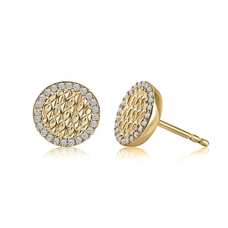 A. Jaffe 14k Quilted Studs with Diamond Borders