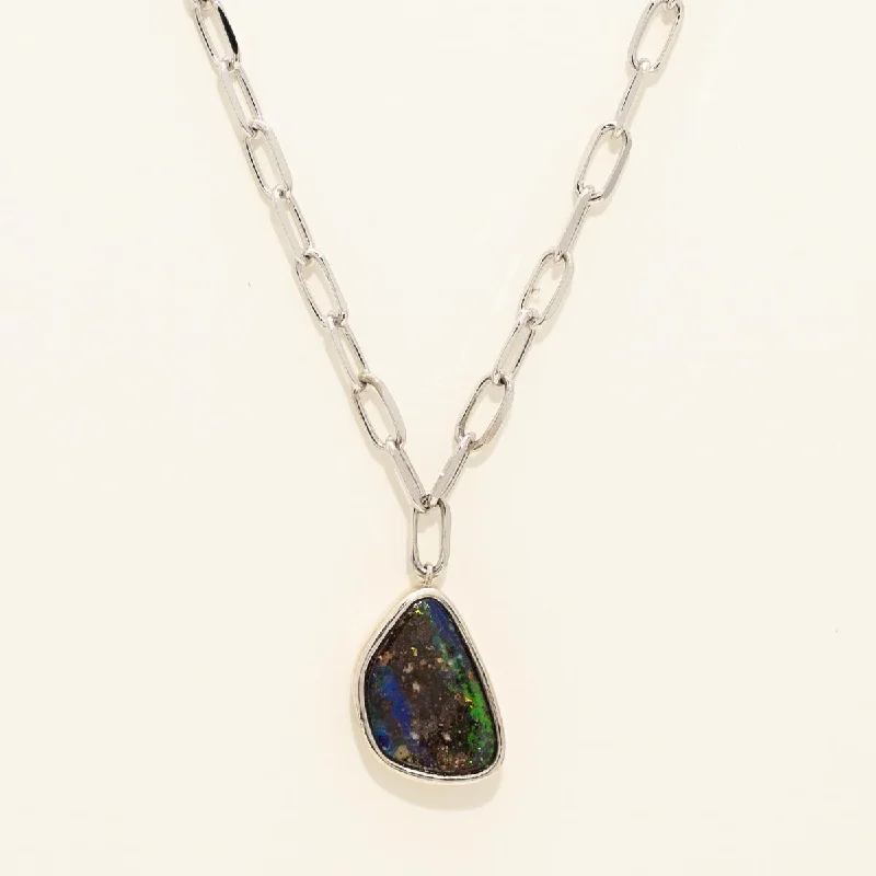 Parlé Australian Boulder Opal Necklace in Sterling Silver