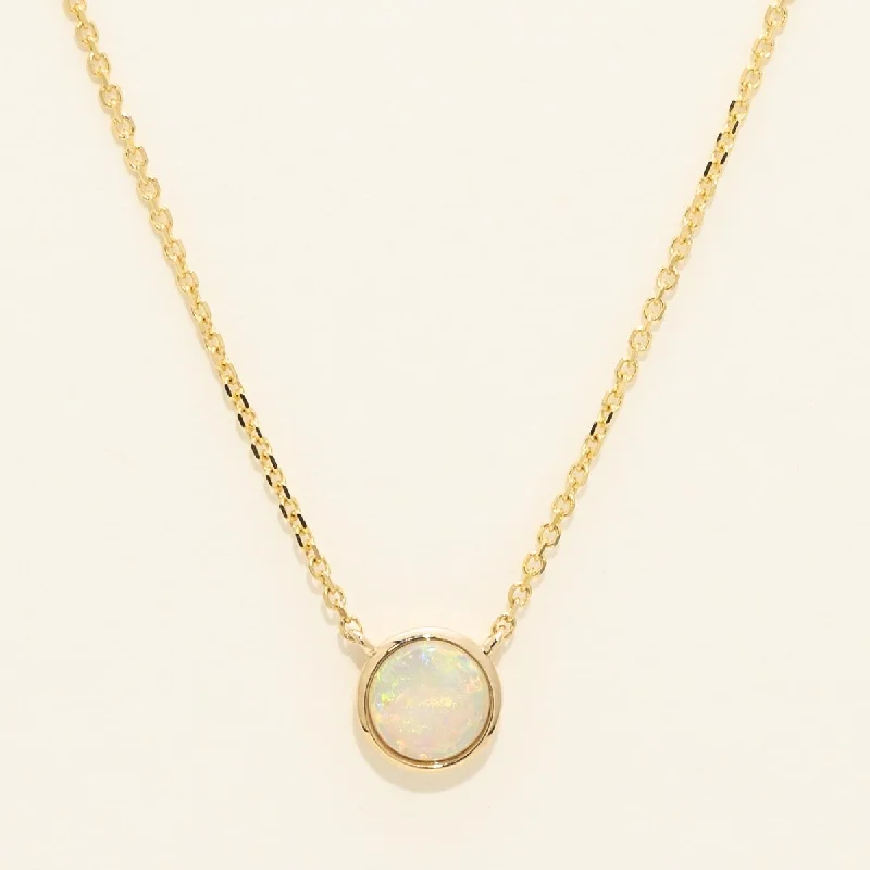 Parlé Australian Opal Bezel Necklace in 14kt Yellow Gold