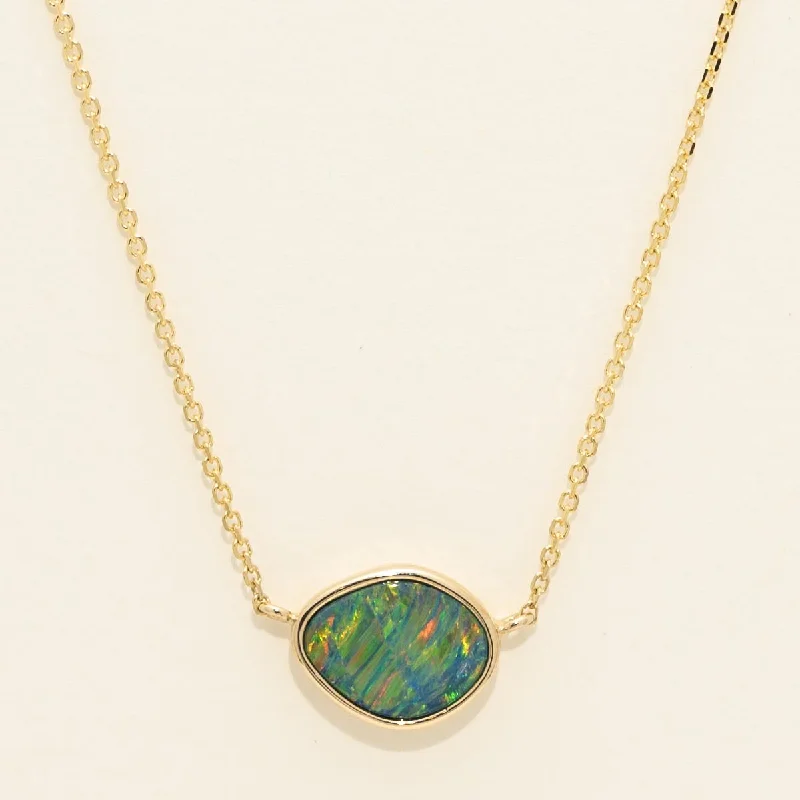 Parlé Australian Opal Doublet Necklace in 14kt Yellow Gold