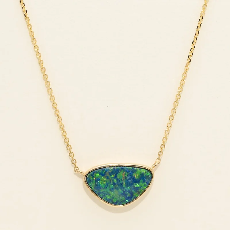 Parlé Australian Opal Doublet Necklace in 14kt Yellow Gold