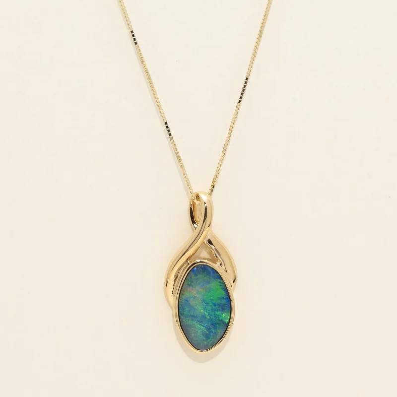 Parlé Australian Opal Doublet Necklace in 14kt Yellow Gold