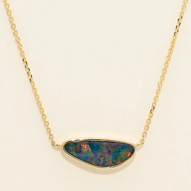 Parlé Australian Opal Doublet Necklace in 14kt Yellow Gold