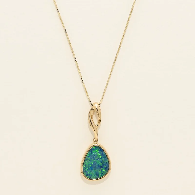 Parlé Australian Opal Doublet Necklace in 14kt Yellow Gold