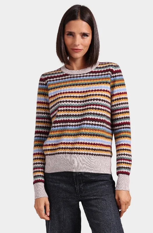 CASHMERE TEXTURED STRIPE CREW