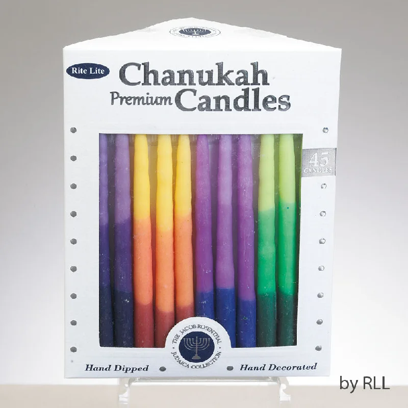 CHANUKAH CANDLES MULTI TRI-COLOR