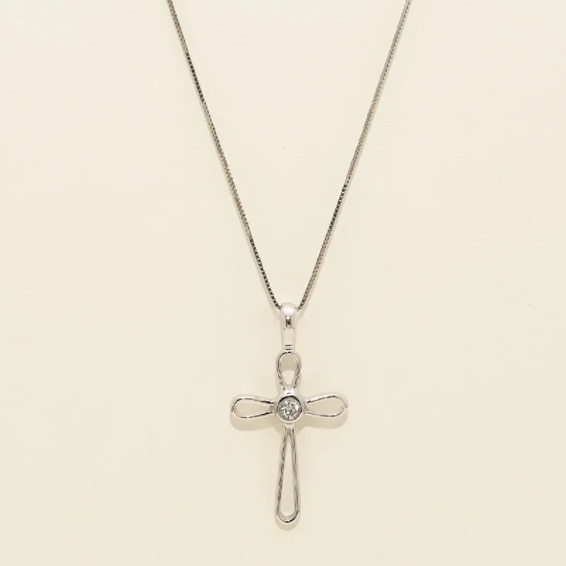 Cross Necklace in 14kt White Gold with Diamond (1/20ct tw)