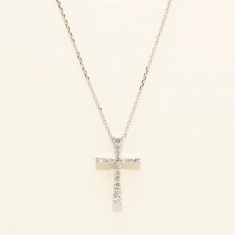 Diamond Cross Necklace in 14kt White Gold (1/3ct tw)