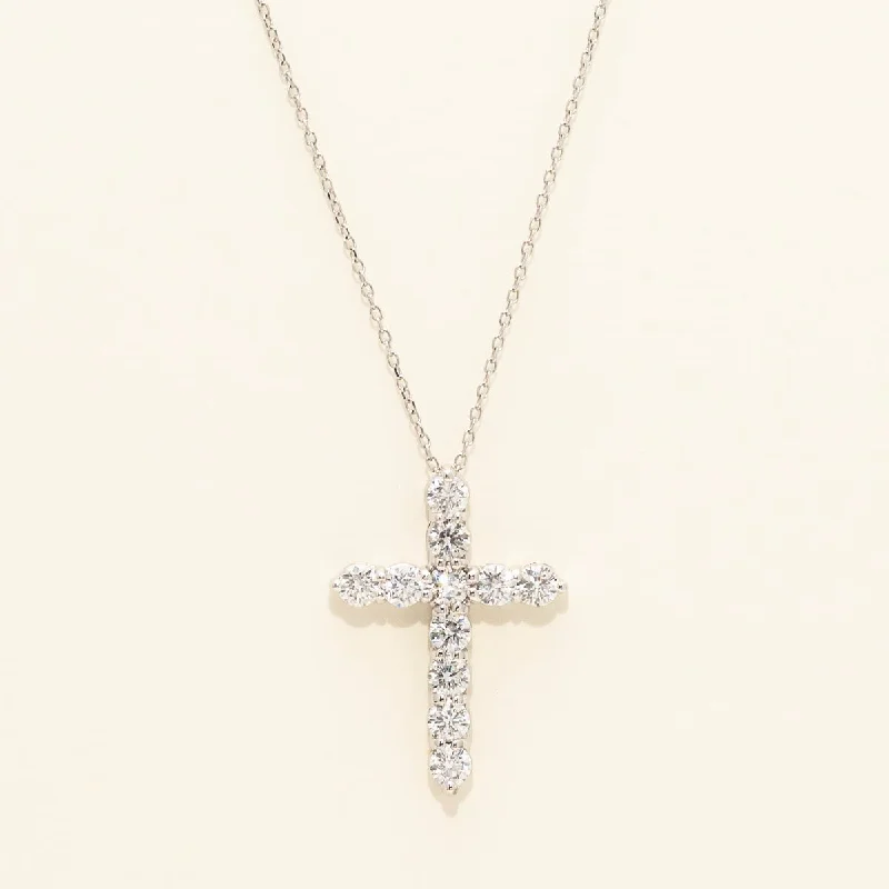 Diamond Cross Necklace in 14kt White Gold (1ct tw)