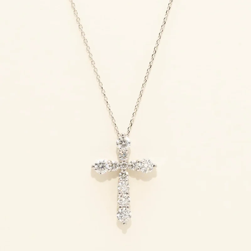 Diamond Cross Necklace in 14kt White Gold (1ct tw)