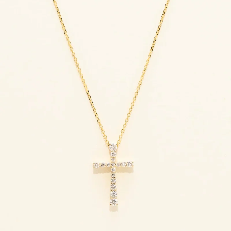 Diamond Cross Necklace in 14kt Yellow Gold (1/3ct tw)