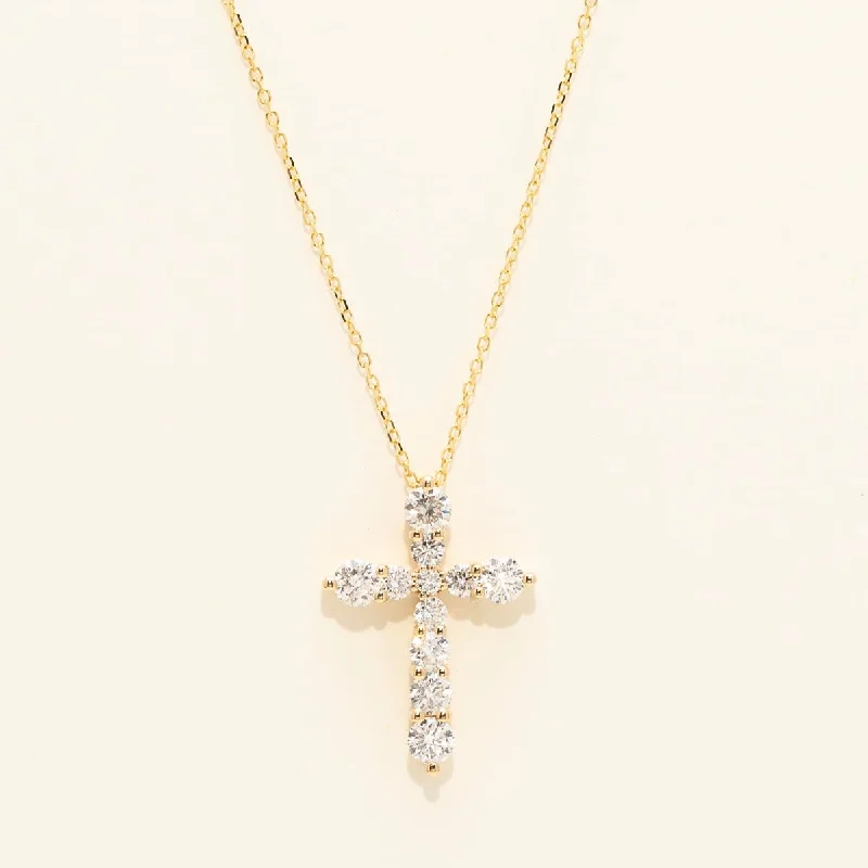 Diamond Cross Necklace in 14kt Yellow Gold (1ct tw)