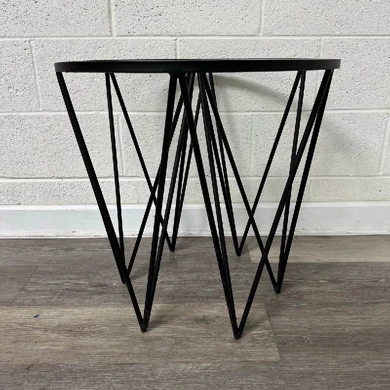 Glass Top Table with Iron Base