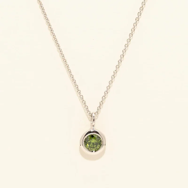 Green Diamond Bezel Set Necklace in 14kt White Gold (1/5ct tw)