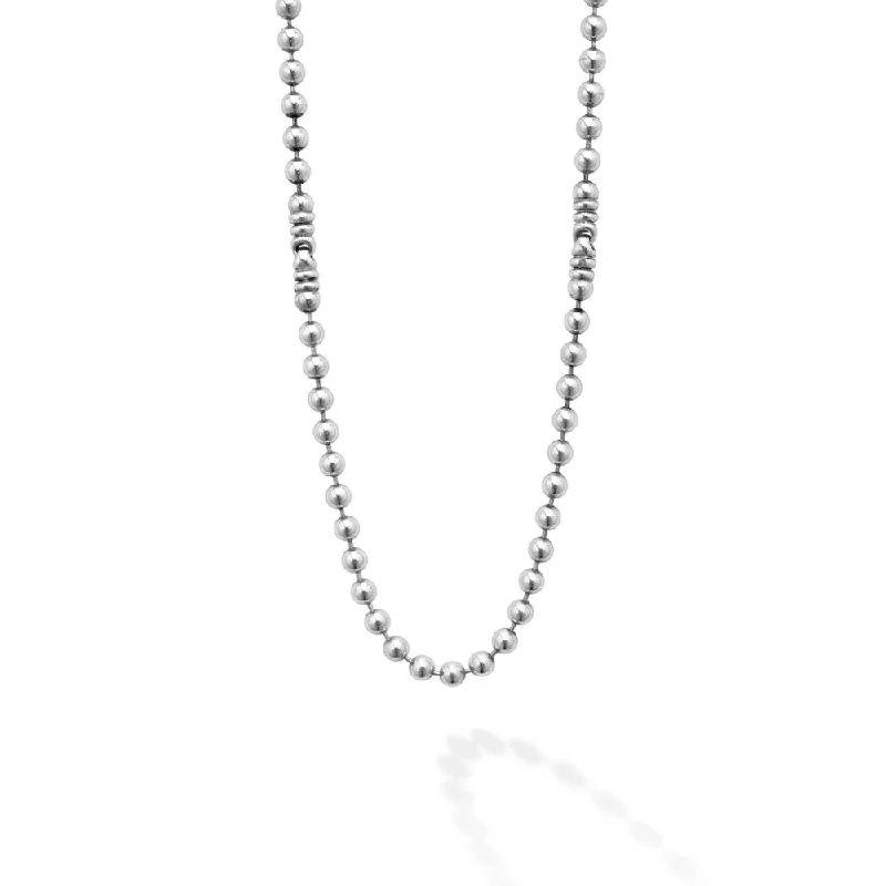 Lagos Anthem Silver Station Caviar Beaded Necklace