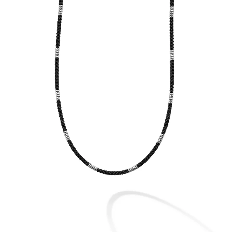 Lagos Black Caviar Silver Station Matte Ceramic Beaded Necklace