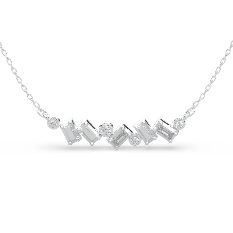 Lands Collection Ice Diamond Bar Necklace in White Modern Electrum (1/10ct tw)