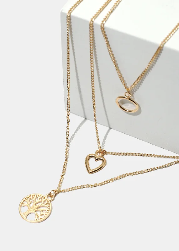 Layered Tree of Life & Heart Necklace