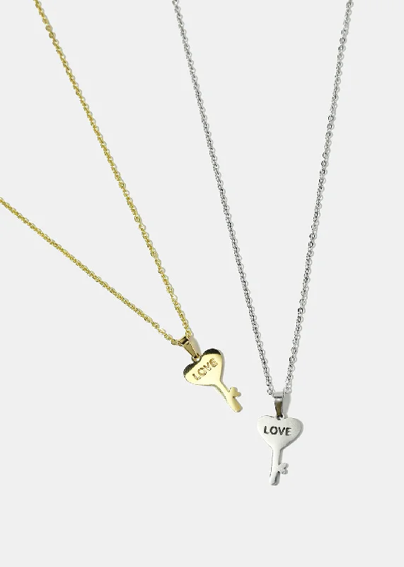 Love Heart Key Necklace