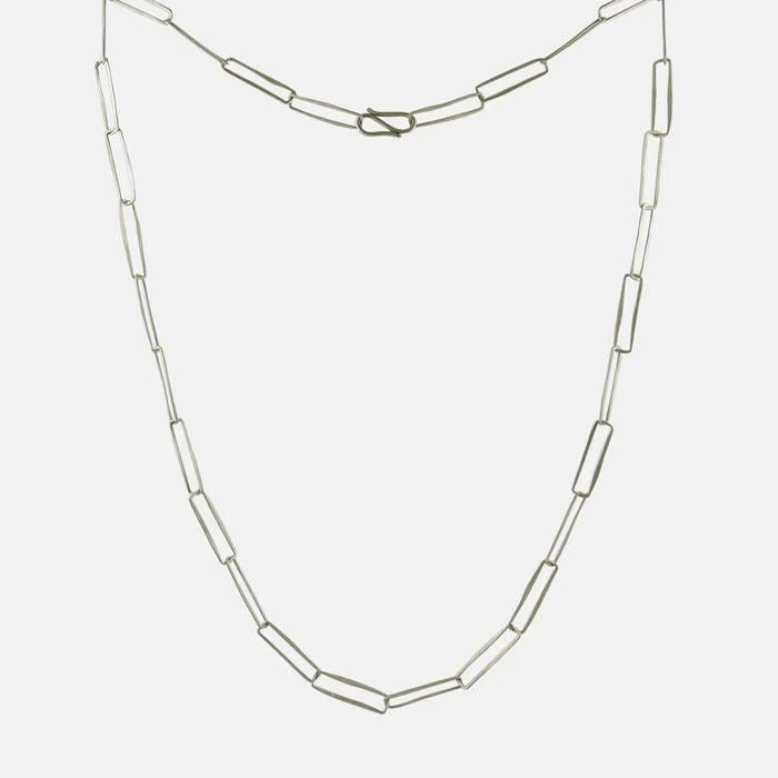 PAPER CLIP 22" CHAIN NECKLACE SILVER