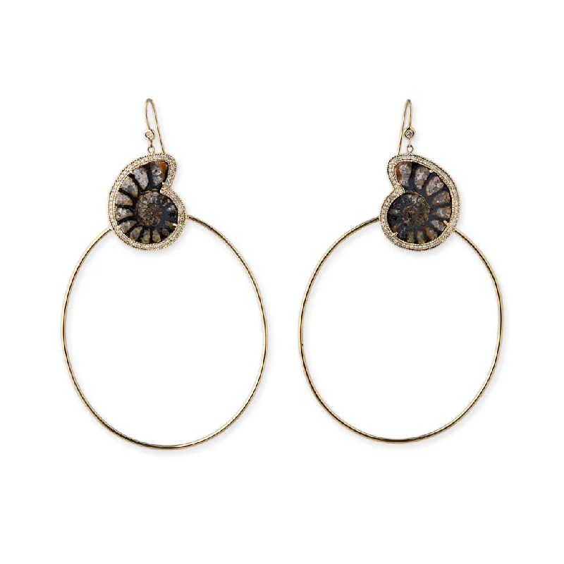 PAVE + AMMONITE FOSSIL HOOPS