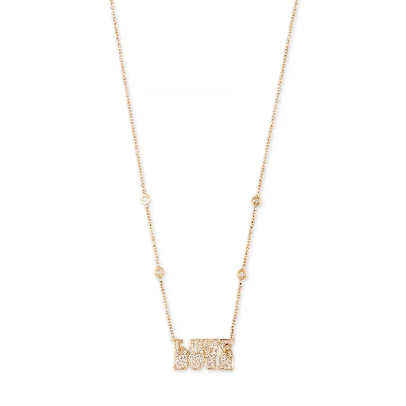 PAVE DIAMOND SMALL "LOVE" NECKLACE