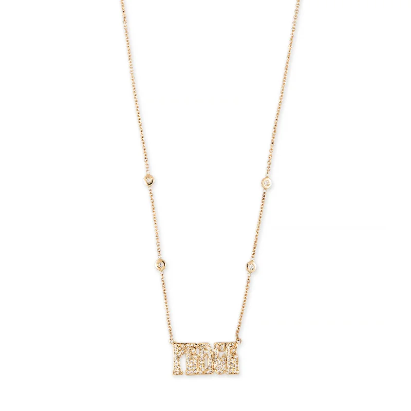 PAVE DIAMOND SMALL "PEACE" NECKLACE