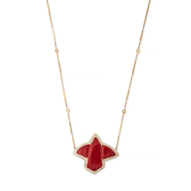 PAVE RED JASPER THUNDERBIRD NECKLACE