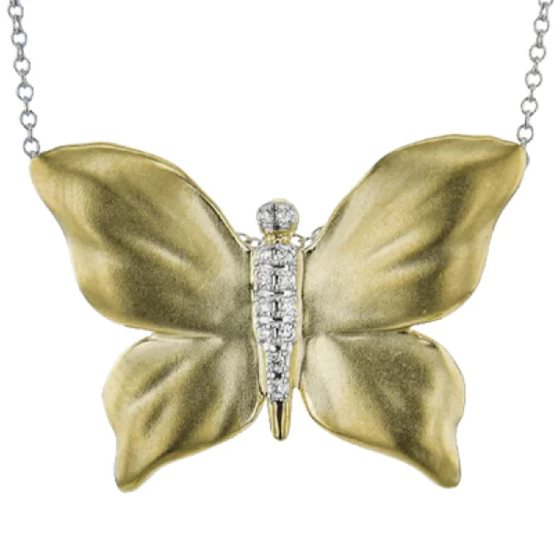 Simon G. 18k Gold Monarch Butterfly Pendant Necklace with Diamonds