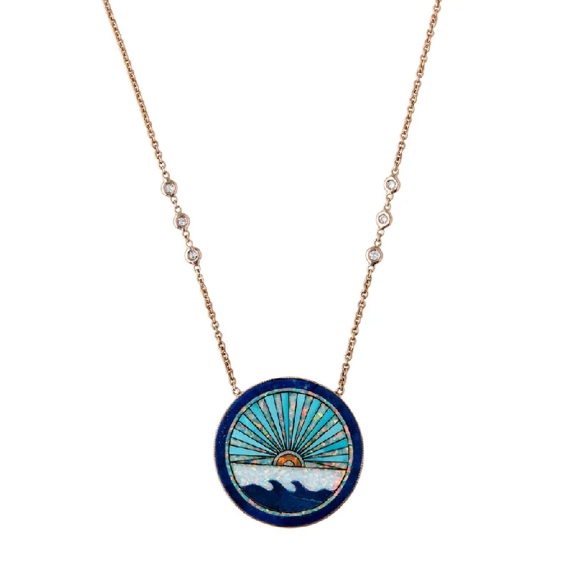 LAPIS + TURQUOISE SUNSHINE OPAL INLAY NECKLACE