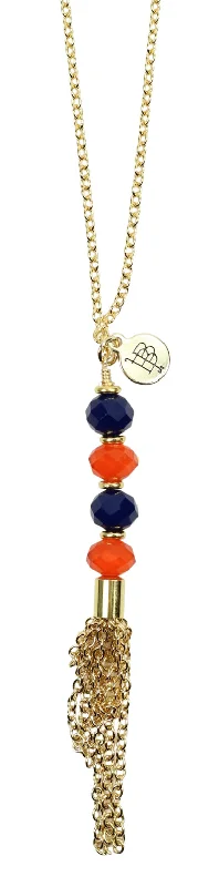 The Mimi Necklace - Orange + Navy