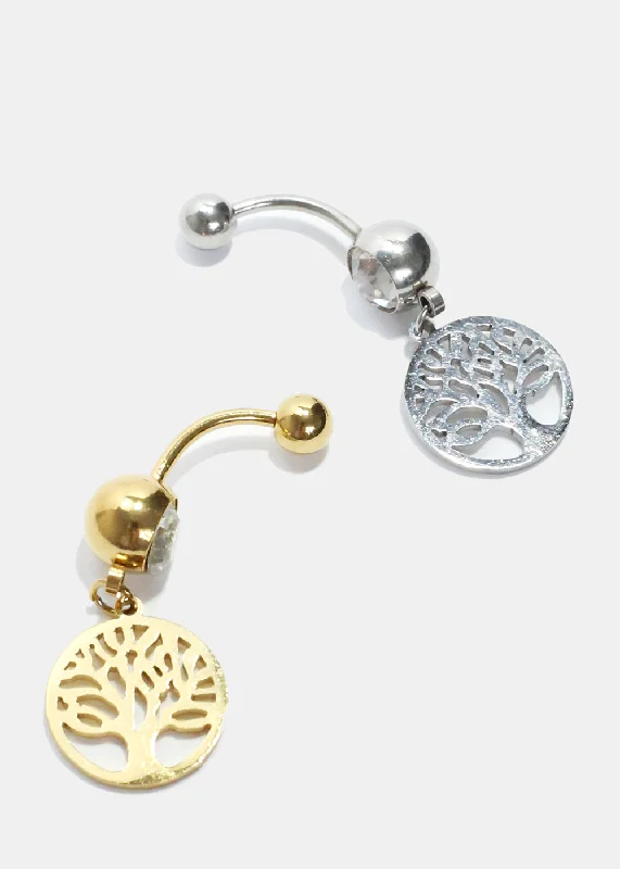 Tree of Life in Circle Belly Piercing