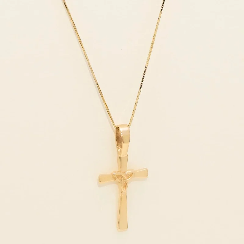 Trinity Knot Cross Necklace in 14kt Yellow Gold